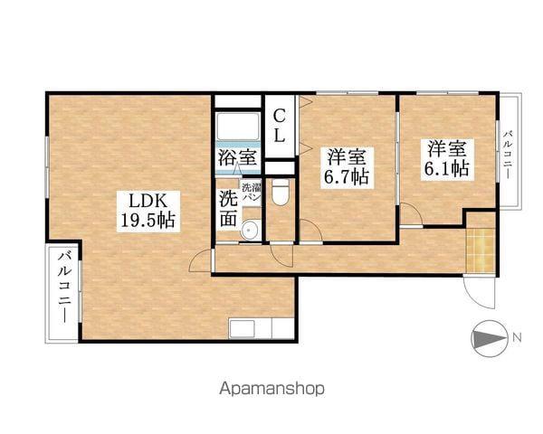 グレジデンス中道(2LDK/1階)の間取り写真