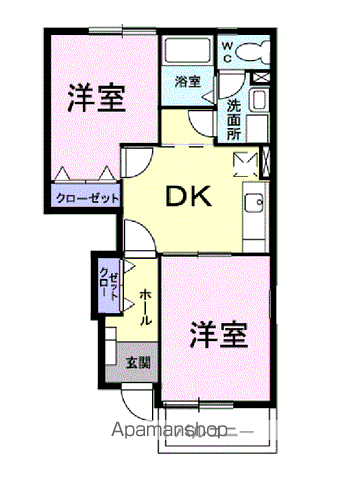 プラムハウスⅡ(2DK/1階)の間取り写真