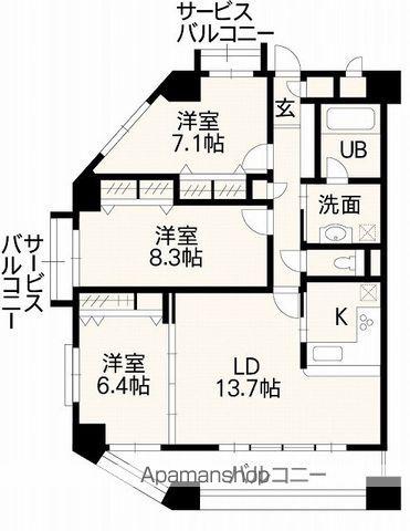 ホワイトステージ城西(3LDK/5階)の間取り写真