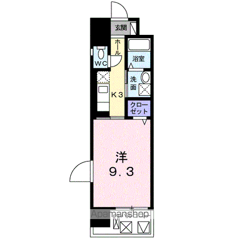 グランクリュ佐古 ウエスト(1K/7階)の間取り写真