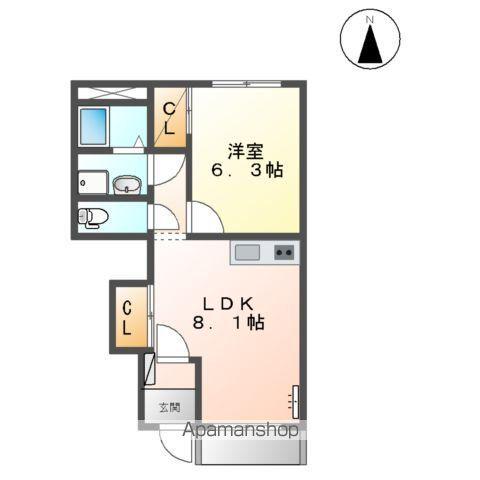 メゾン オアシスA(1DK/1階)の間取り写真