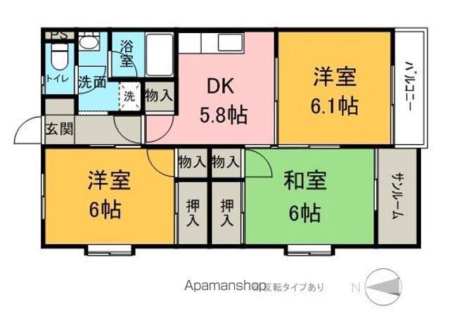 マンション ビレッジ・ヒルズ(3K/3階)の間取り写真