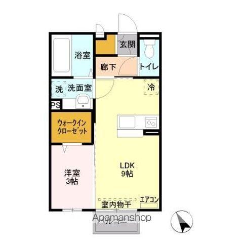 ウィット(1LDK/2階)の間取り写真