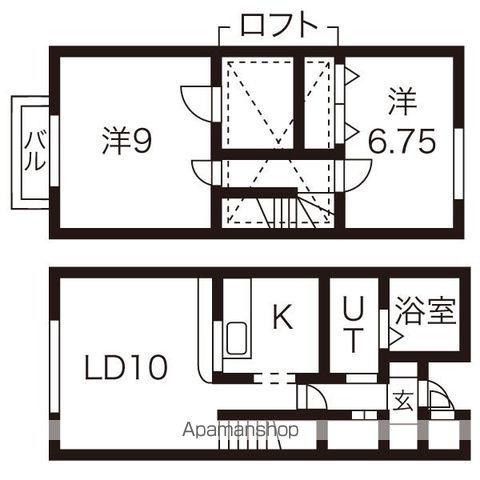 RISE B棟(2LDK/1階)の間取り写真