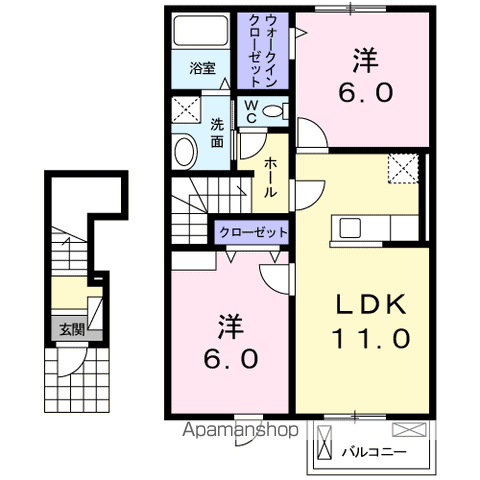 グランソレイユRM Ⅱ(2LDK/2階)の間取り写真