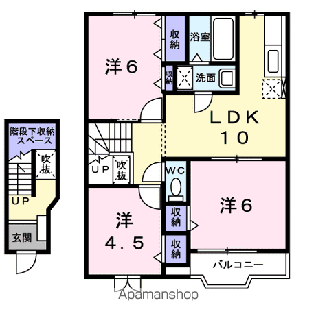 スウィートオーシャンA(3LDK/2階)の間取り写真