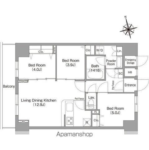 コンフォリア・リヴ南砂町イースト(3LDK/11階)の間取り写真