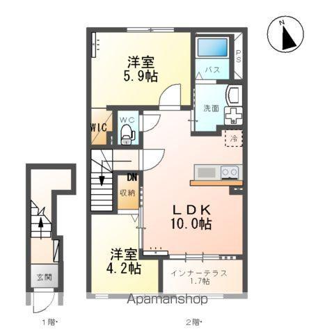 リバレイン南川(2LDK/2階)の間取り写真