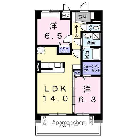 プラジュ千種(2LDK/6階)の間取り写真