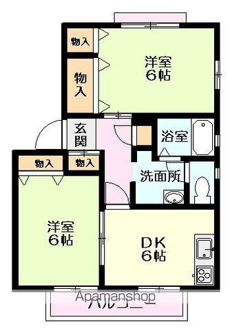 クレストコトー(2DK/1階)の間取り写真