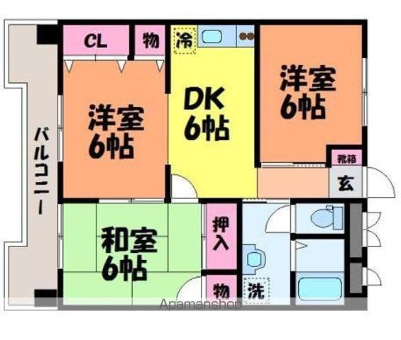 フェリオ市駅西Ⅱ(3DK/4階)の間取り写真