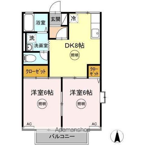 サンタウン21(2DK/1階)の間取り写真