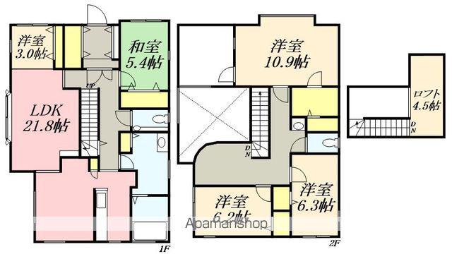 函館市電本線湯川線 五稜郭公園前駅 バス乗車時間：25分 団地通りバス停で下車 徒歩1分 2階建 築21年(5LDK)の間取り写真