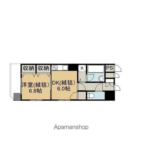 ライオンズマンション盛岡内丸(1DK/4階)の間取り写真