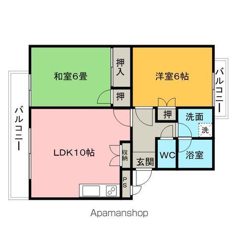 グランディール(2LDK/2階)の間取り写真