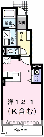 グレイス・パークB(ワンルーム/1階)の間取り写真