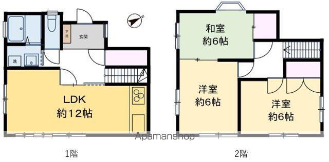 可部線 緑井駅 徒歩4分 2階建 築42年(3LDK)の間取り写真