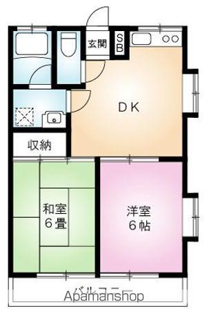 コーポもりたⅢ(2DK/2階)の間取り写真