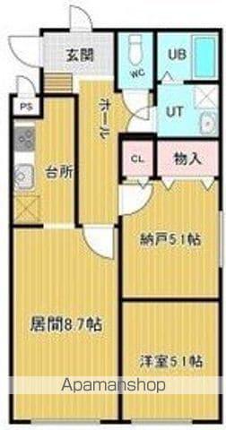 リバティ湯浜(2LDK/3階)の間取り写真