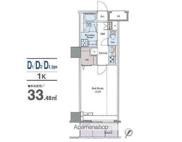 ラグゼナ平和台(1K/6階)の間取り写真