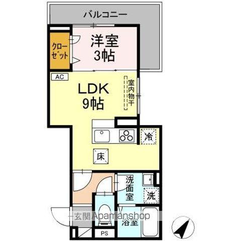D-RESIDENCE多治米東N(1LDK/1階)の間取り写真