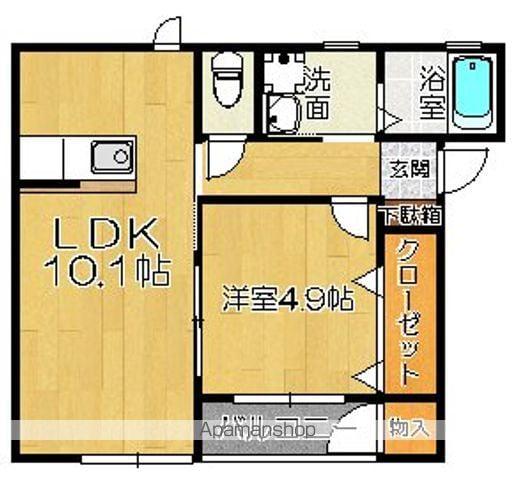 ミア・カーサー八本松(1LDK/1階)の間取り写真