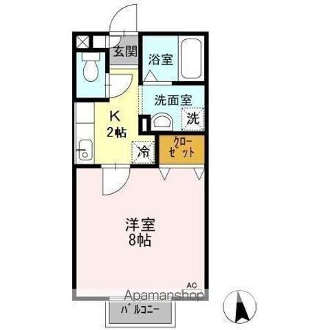 パセオ稲生(1K/2階)の間取り写真