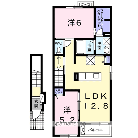 ソルレヴェンテ(2LDK/2階)の間取り写真