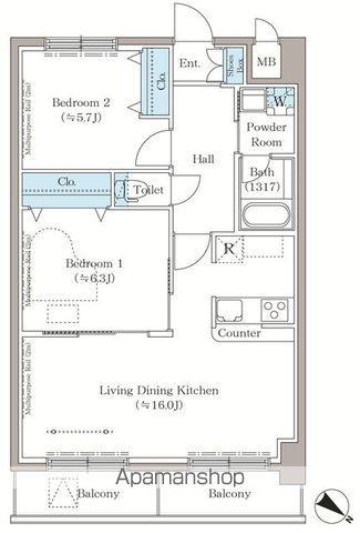 ステラテラス(2LDK/10階)の間取り写真