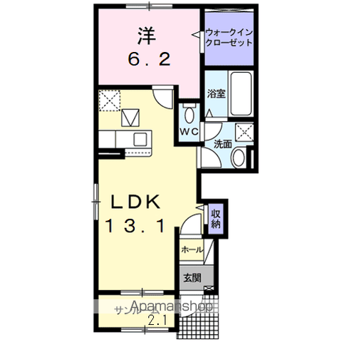 アリビオ Ⅱ(1LDK/1階)の間取り写真