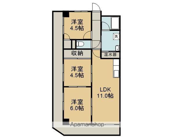 橋市駅前マンション(3LDK/6階)の間取り写真