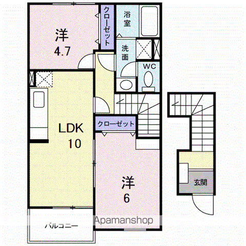 フォレスト金の原Ⅱ(2LDK/2階)の間取り写真