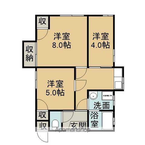 鹿児島本線 鹿児島中央駅 バス乗車時間：13分 玉江小学校前バス停で下車 徒歩13分 1階建 築54年(3K)の間取り写真