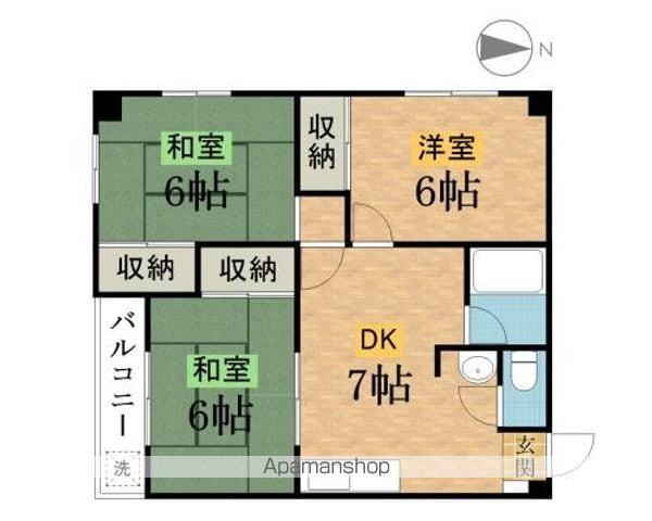 グリーンハイツ(3DK/5階)の間取り写真