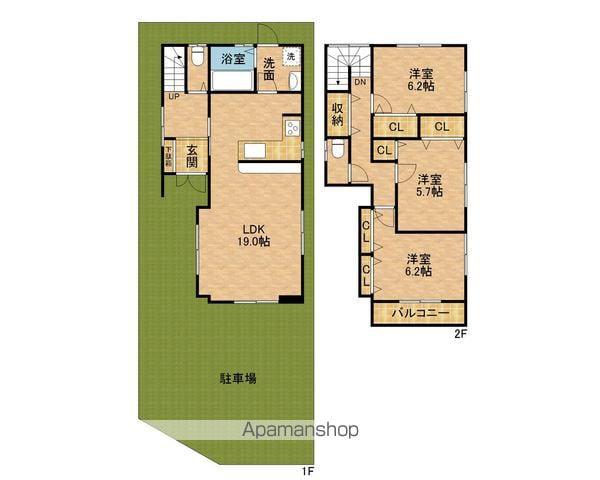 京阪電気鉄道京阪線 寝屋川市駅 バス乗車時間：9分 豊野浄水場前バス停で下車 徒歩3分 2階建 築1年(3LDK)の間取り写真
