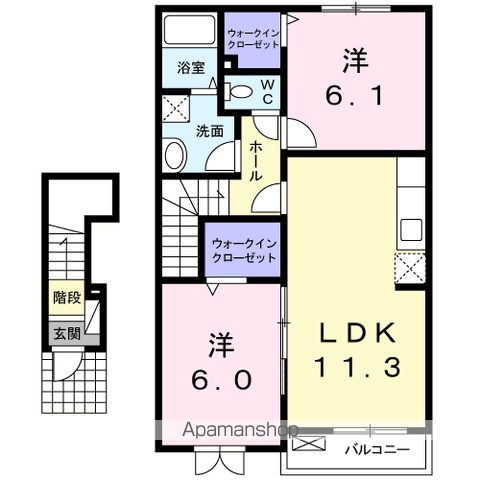 セレブリティC(2LDK/2階)の間取り写真