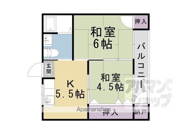 ブルーコート西野山(2DK/1階)の間取り写真