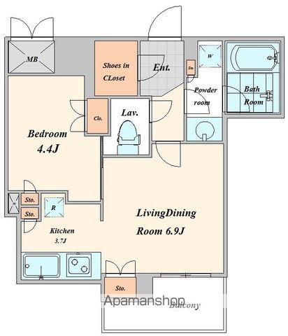 ジオ四谷坂町(1LDK/2階)の間取り写真