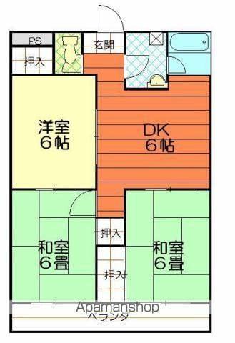 松山西ハイツ(3DK/7階)の間取り写真