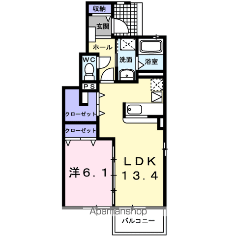 コットン ヴィラ・イーストⅣ(1LDK/1階)の間取り写真
