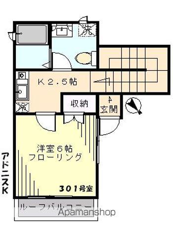 アドニスK(1K/3階)の間取り写真
