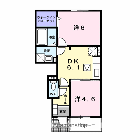 クレスト欅(2DK/1階)の間取り写真