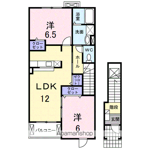 シャンプリュネル(2LDK/2階)の間取り写真