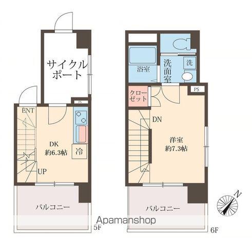 スフィア日本橋富沢町(1DK/5階)の間取り写真