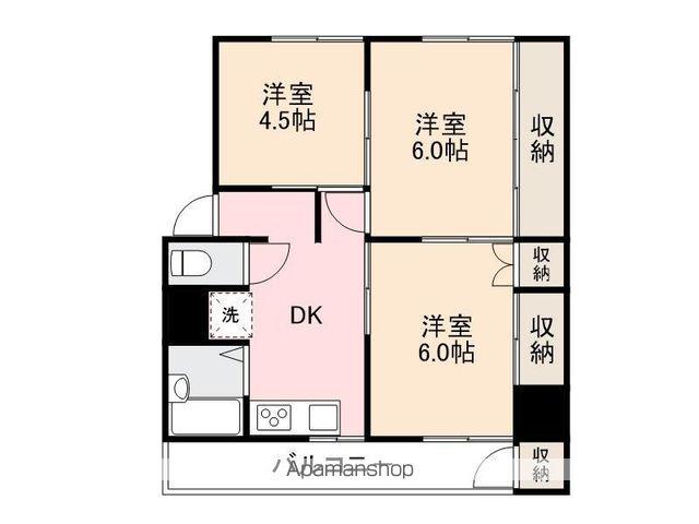 ヴィラナリー屋島Ⅱ5号棟(3DK/4階)の間取り写真