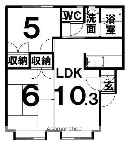 ピーチハウス(2LDK/2階)の間取り写真