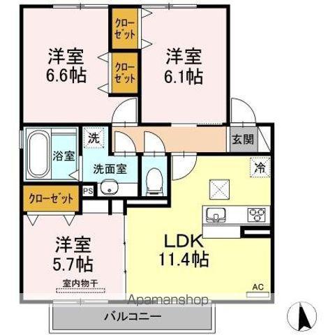 クオーレⅡ(3LDK/1階)の間取り写真
