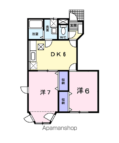 ソレイユルヴァンⅡ(2DK/1階)の間取り写真