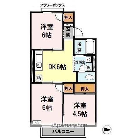 ハウスK(3DK/2階)の間取り写真