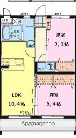 エアフォルクⅢ(2LDK/2階)の間取り写真